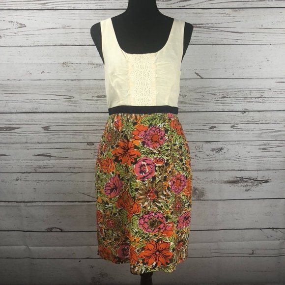 Anthropologie Cream and Floral Dress - Picture 1 of 8